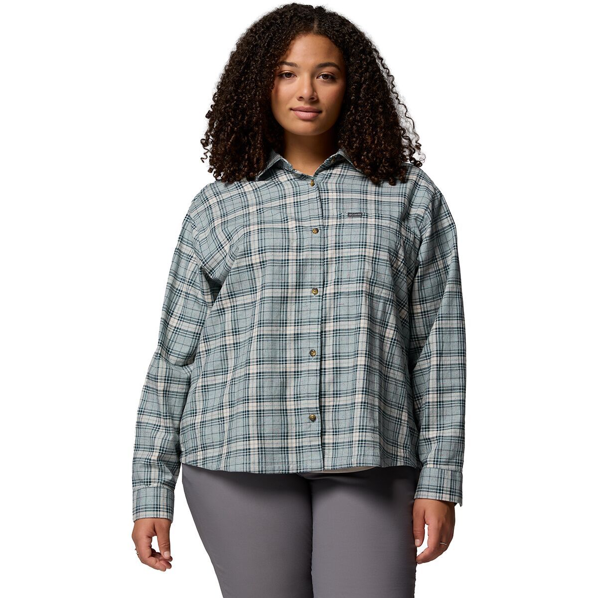 Image of Columbia Blue Point Creek Woven Long-Sleeve Shirt - Women's Crushed Blue Everyday Tartan, S