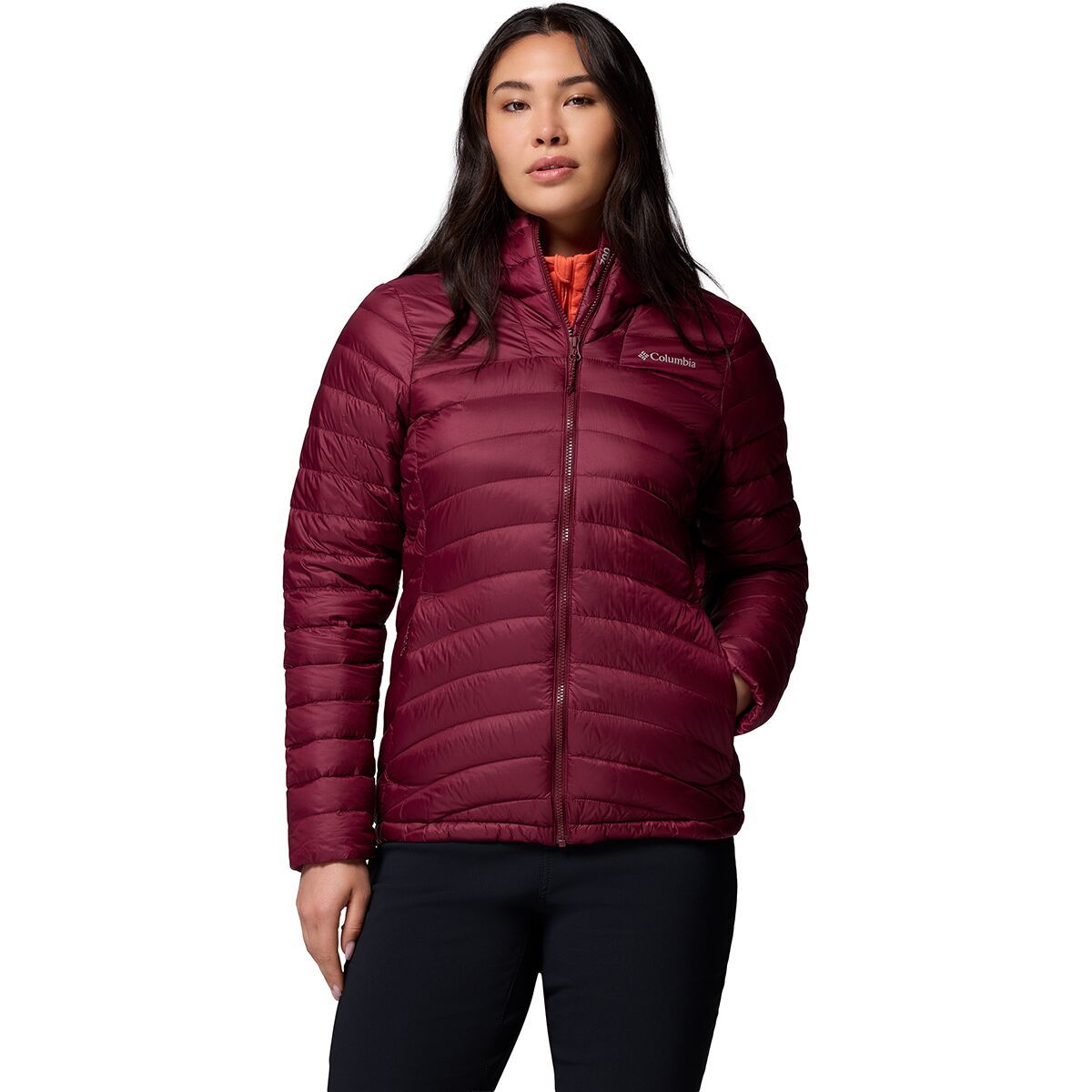 Image of Columbia Corelite Down Hooded Jacket - Women's Rich Wine, S