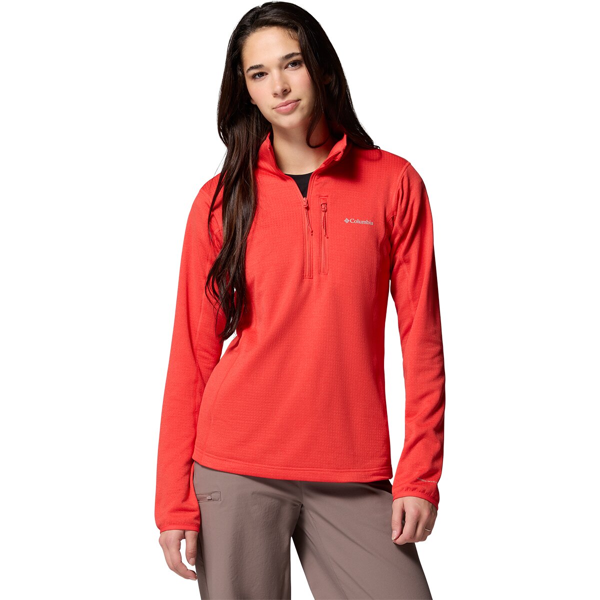 Image of Columbia Essential Hike Grid Fleece 1/2-Zip Pullover - Women's Poppy Red, S