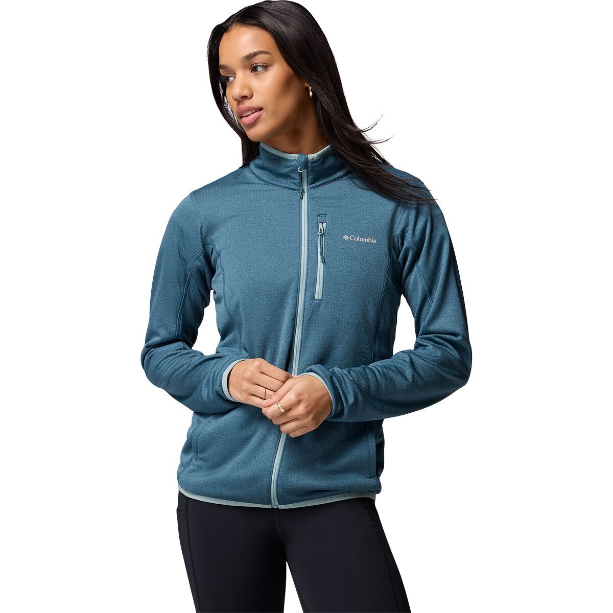 Image of Columbia Essential Hike Grid Fleece Full-Zip Jacket - Women's Everblue/Crushed Blue, XL