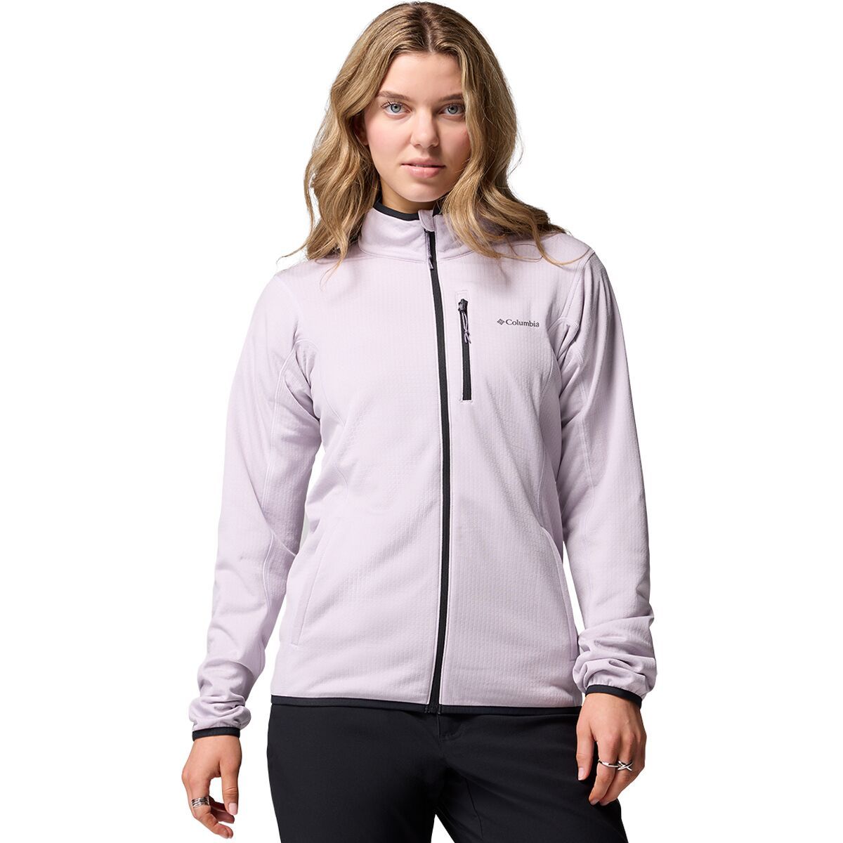 Image of Columbia Essential Hike Grid Fleece Full-Zip Jacket - Women's Lavender Pearl/Black, XL
