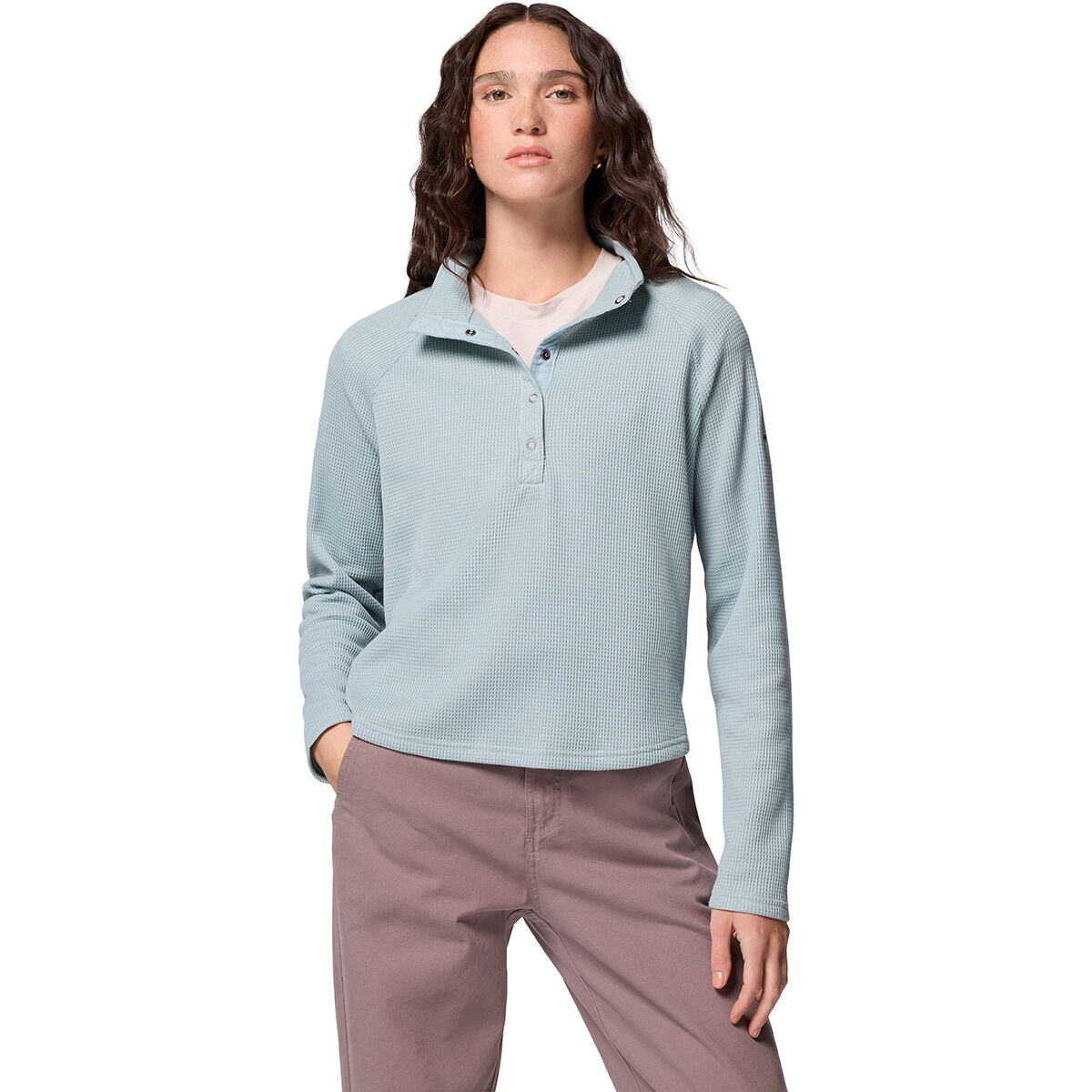 Image of Columbia Holly Hideaway Waffle 1/2 Snap Pullover - Women's Crushed Blue, XL