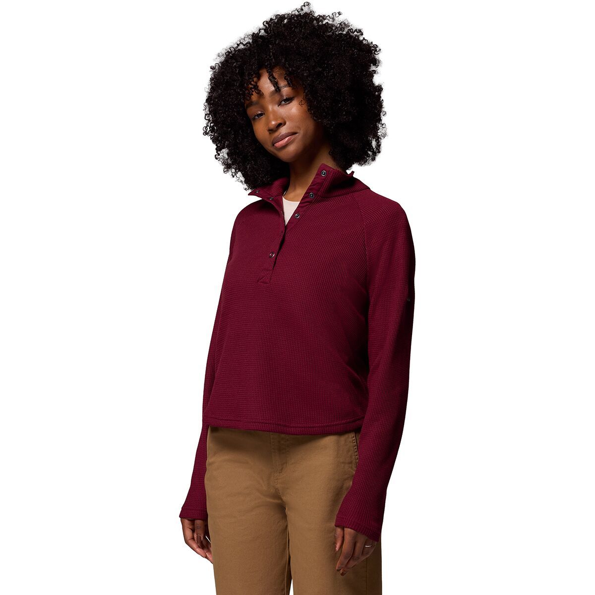 Image of Columbia Holly Hideaway Waffle 1/2 Snap Pullover - Women's Rich Wine, S