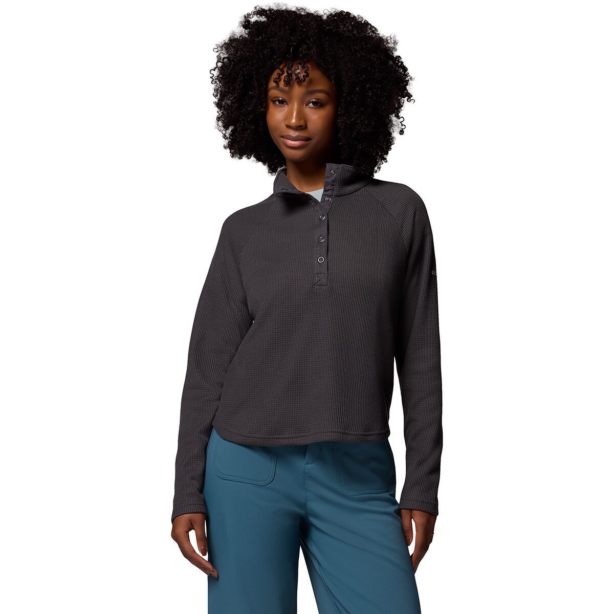 Image of Columbia Holly Hideaway Waffle 1/2 Snap Pullover - Women's Shark, XS
