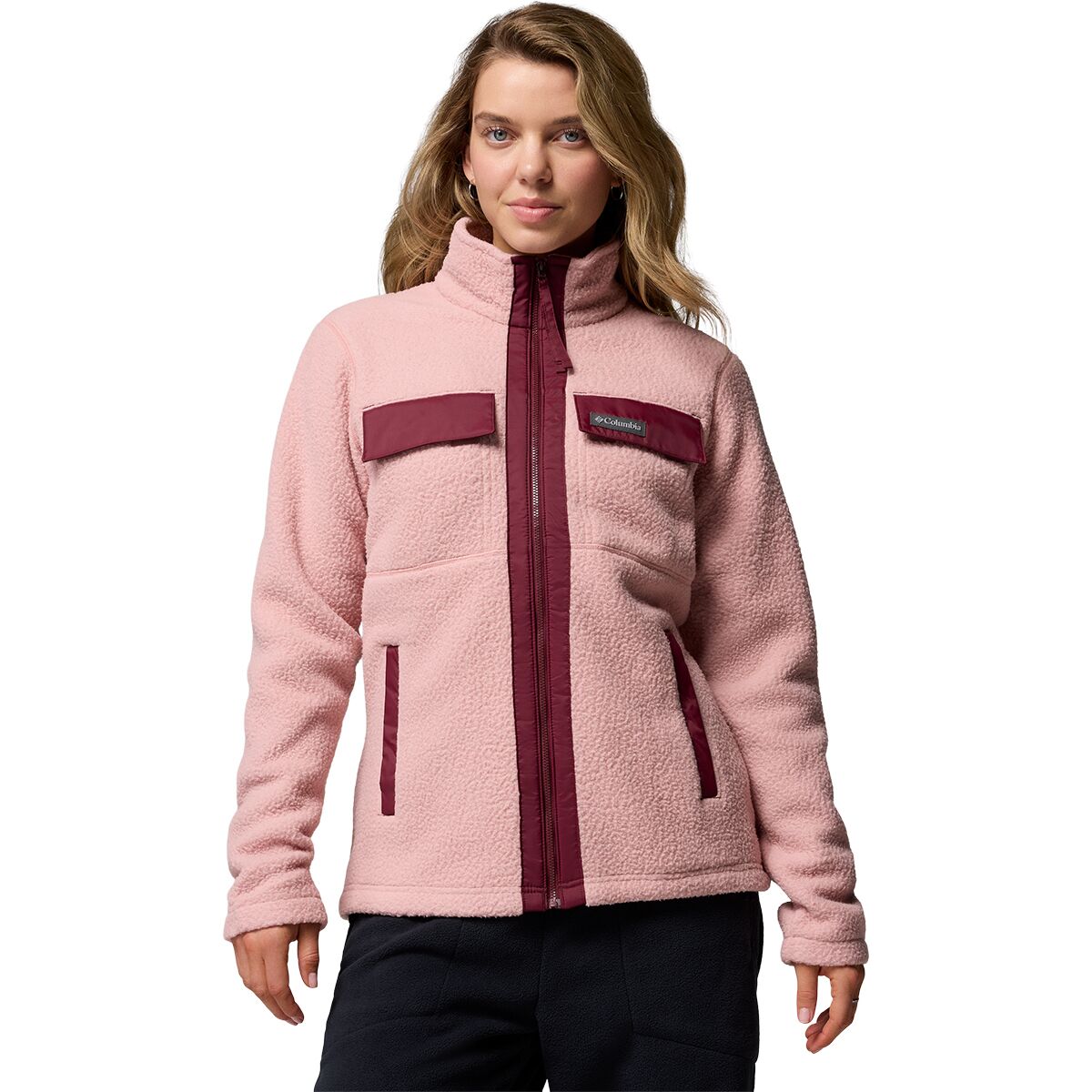 Image of Columbia Juniper Peak Full-Zip Fleece Jacket - Women's Eraser Pink/Rich Wine, S