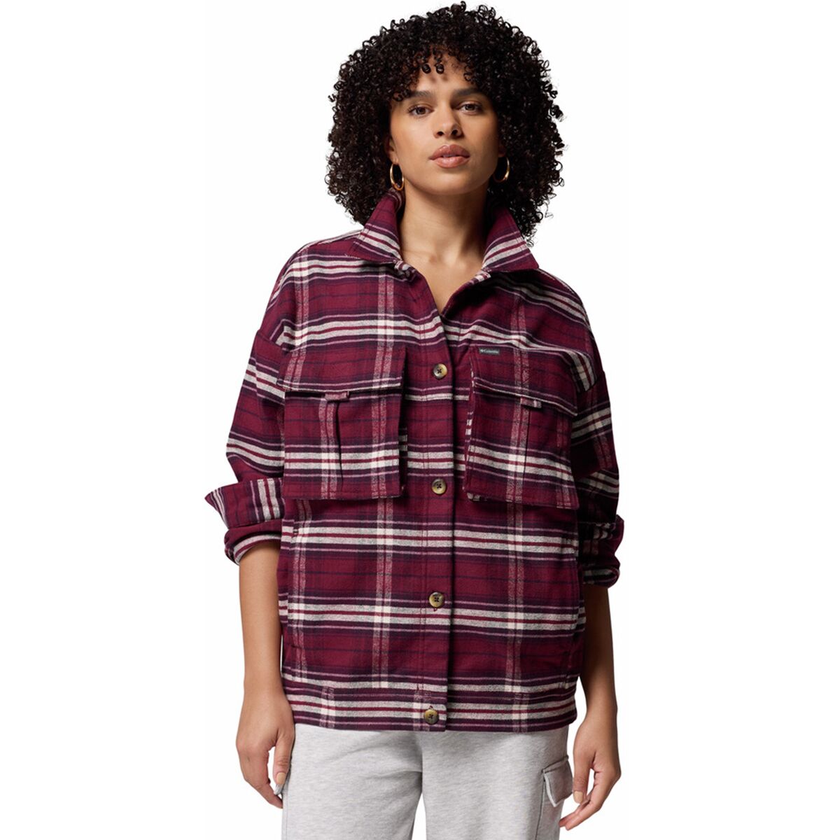 Image of Columbia Wildest Venture Shirt Jacket - Women's Rich Wine Block Tartan, XS