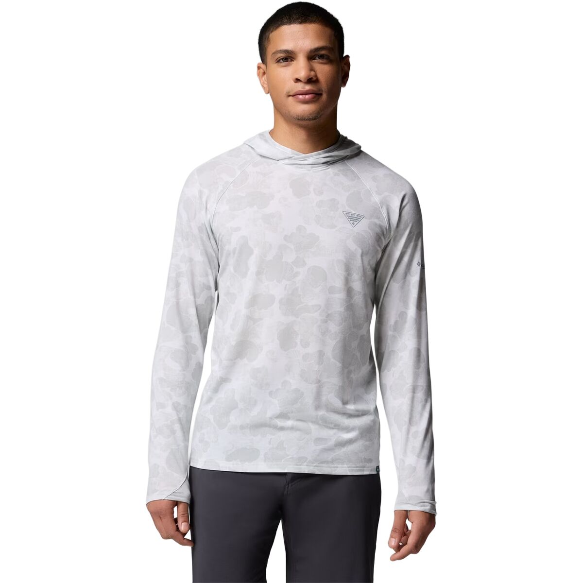 Image of Columbia PFG Uncharted II Printed Hoodie - Men's Cool Grey Deltawoods, XXL