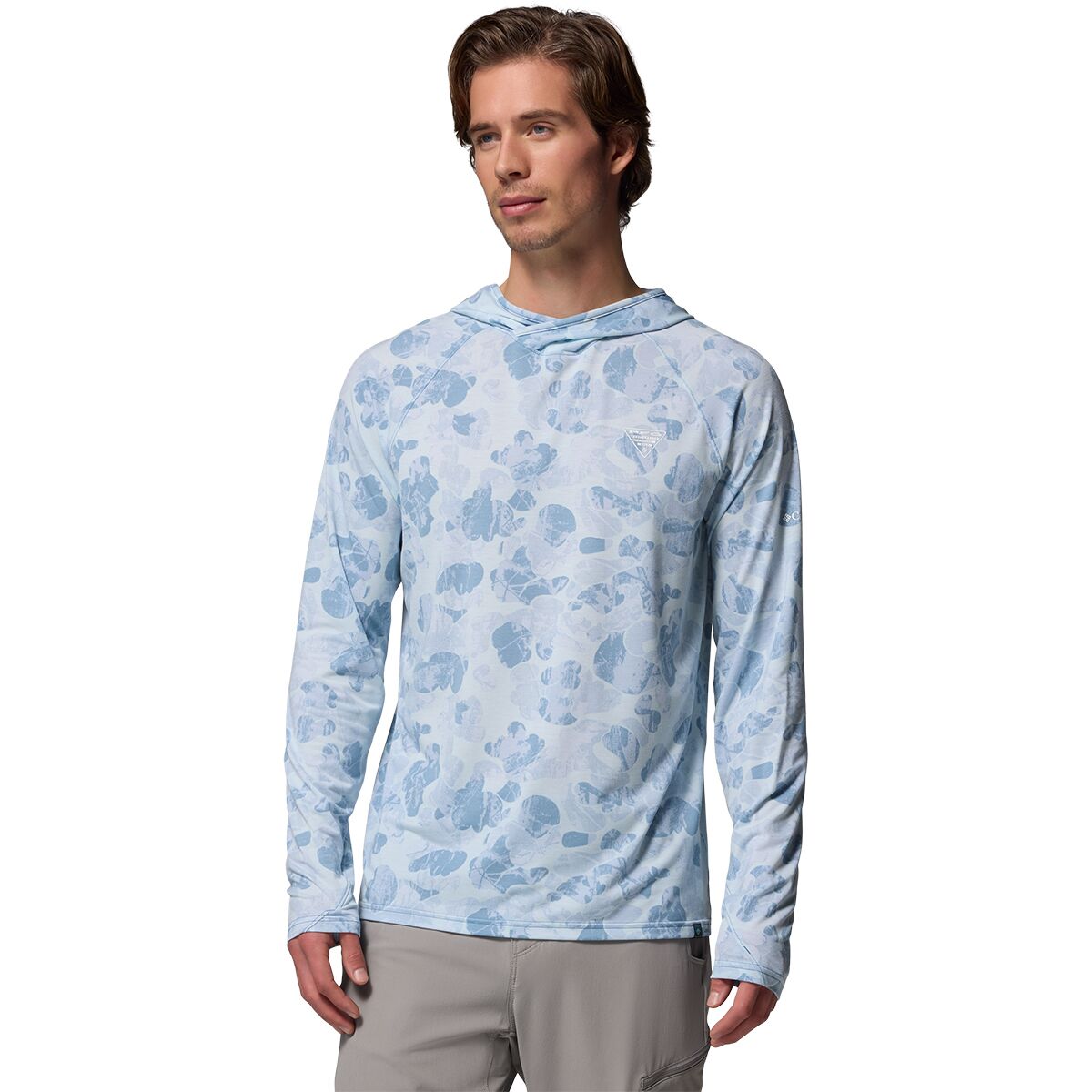 Image of Columbia PFG Uncharted II Printed Hoodie - Men's Dark Mirage Deltawoods, XXL