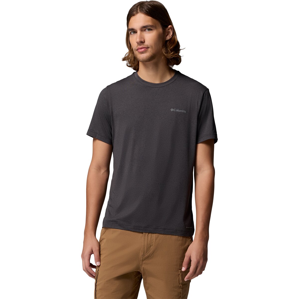 Image of Columbia Parsons Point Back Graphic T-Shirt - Men's Black Heather/Athletic Gem Badge, XL