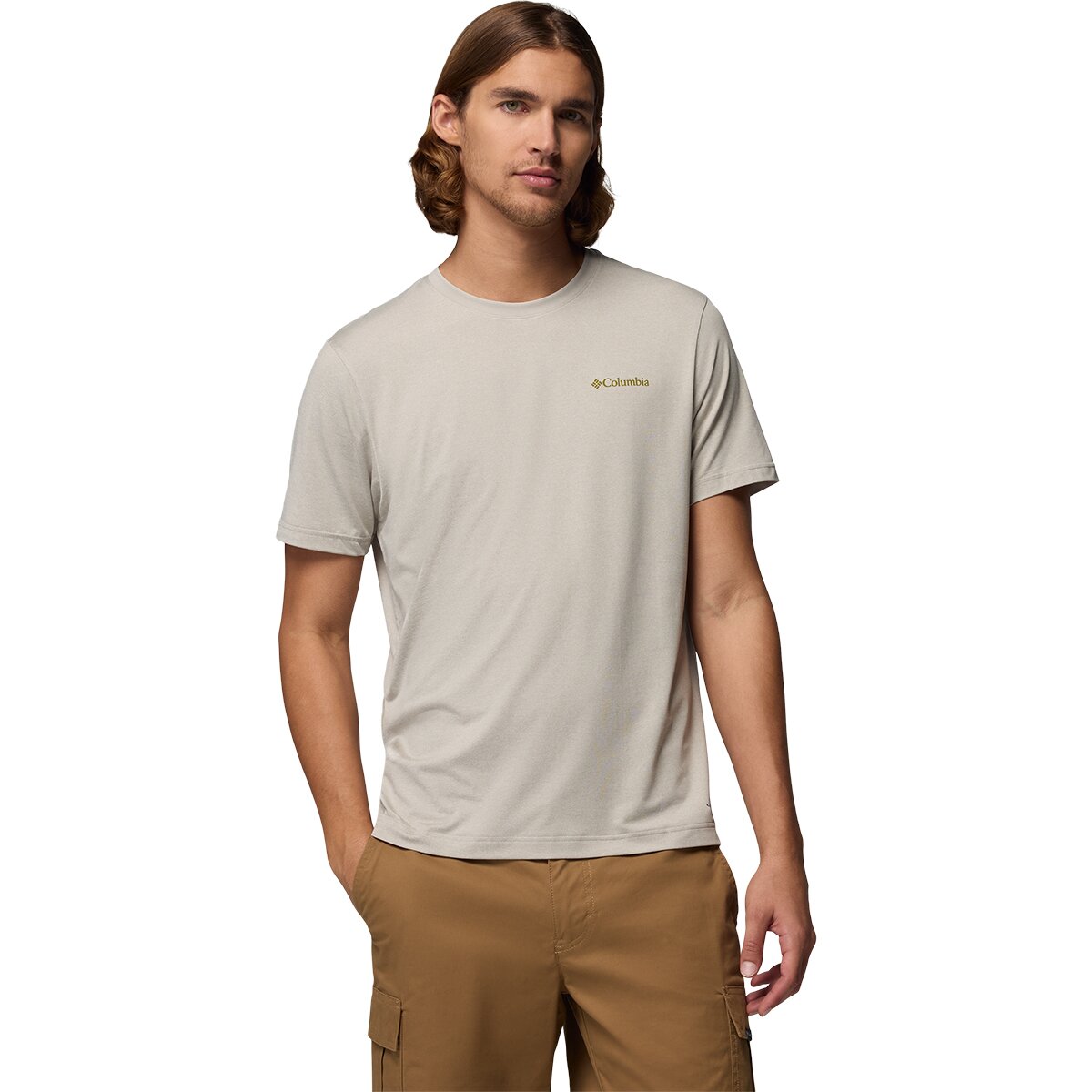 Image of Columbia Parsons Point Back Graphic T-Shirt - Men's Dark Stone Heather/Linear Peaks, XXL