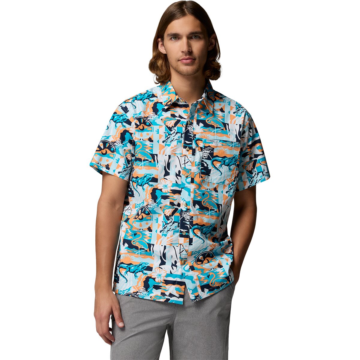 Image of Columbia Trollers Best II Short-Sleeve Shirt - Men's Bright Nectar Saltwaters, XXL