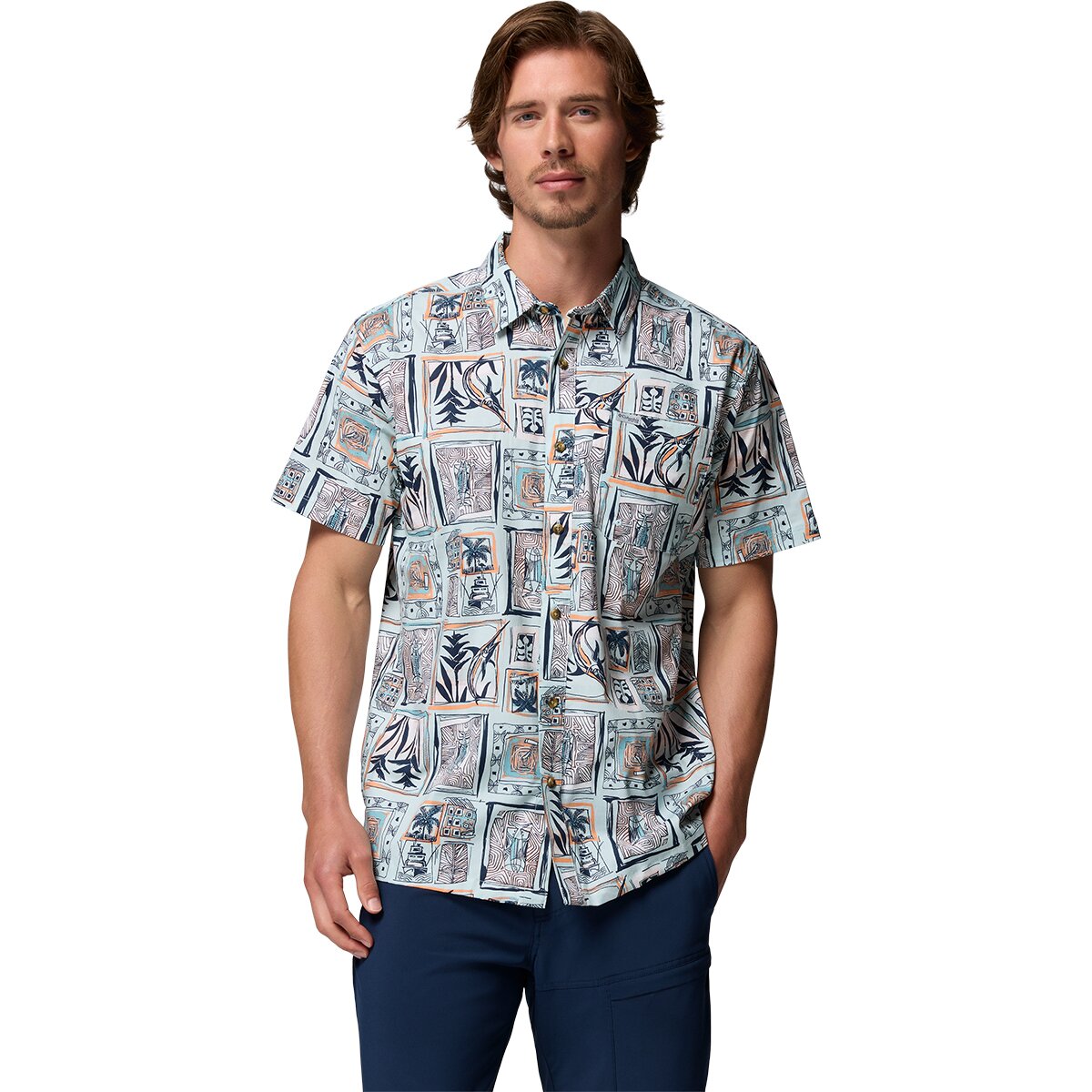 Image of Columbia Trollers Best II Short-Sleeve Shirt - Men's Collegiate Navy Resort Time, XXL