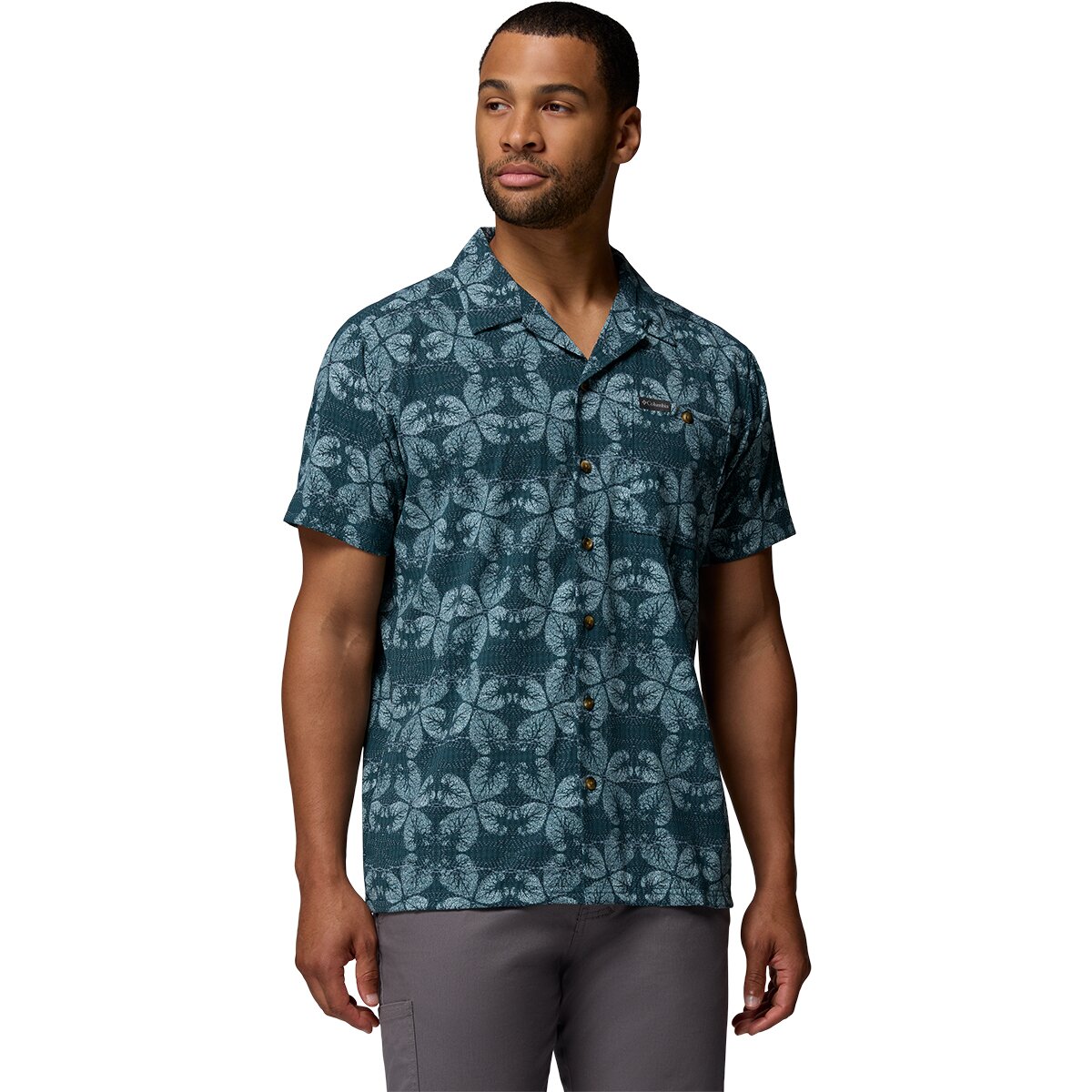 Image of Columbia Utilizer Print Camp Shirt - Men's Everblue/Floreidoscope, L