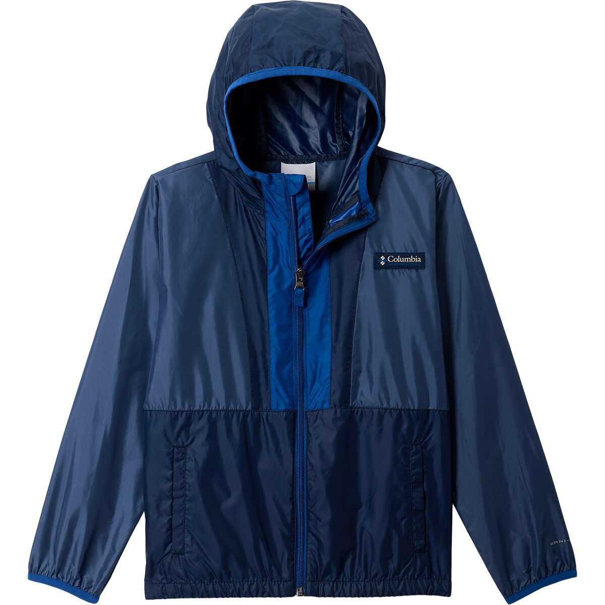 Image of Columbia Back Bowl II Hooded Windbreaker - Boys' Dark Mountain/Coll Navy/Mountain Blue, L
