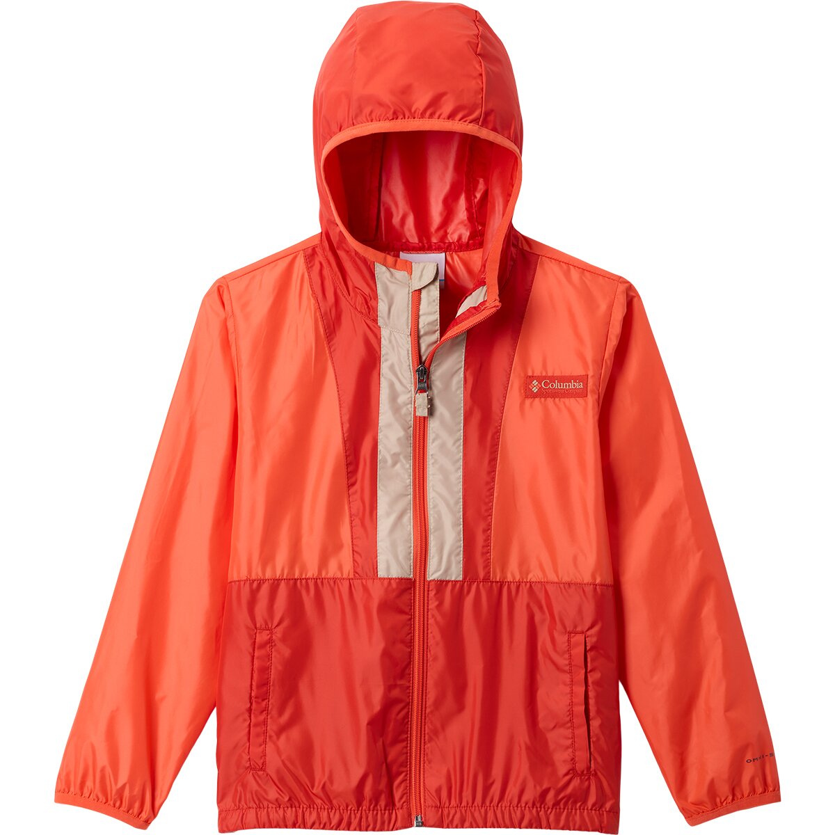 Image of Columbia Back Bowl II Hooded Windbreaker - Boys' Zing/Super Sonic/Ancient Fossil, XL