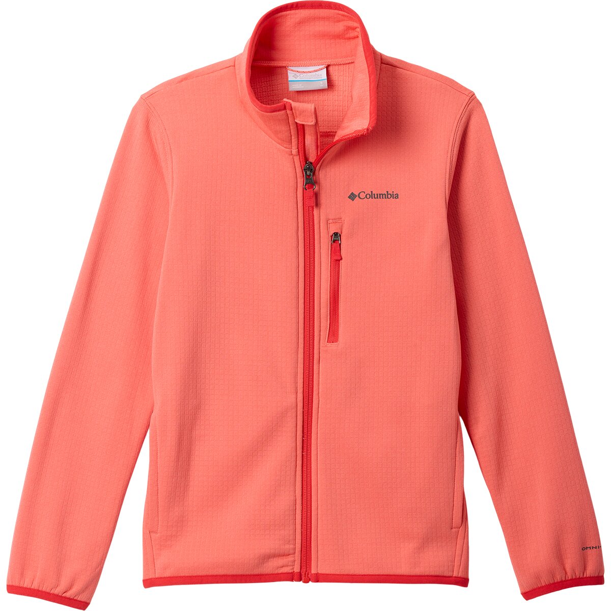 Image of Columbia Essential Hike Grid Fleece Full-Zip Jacket - Kids' Hot Coral, M