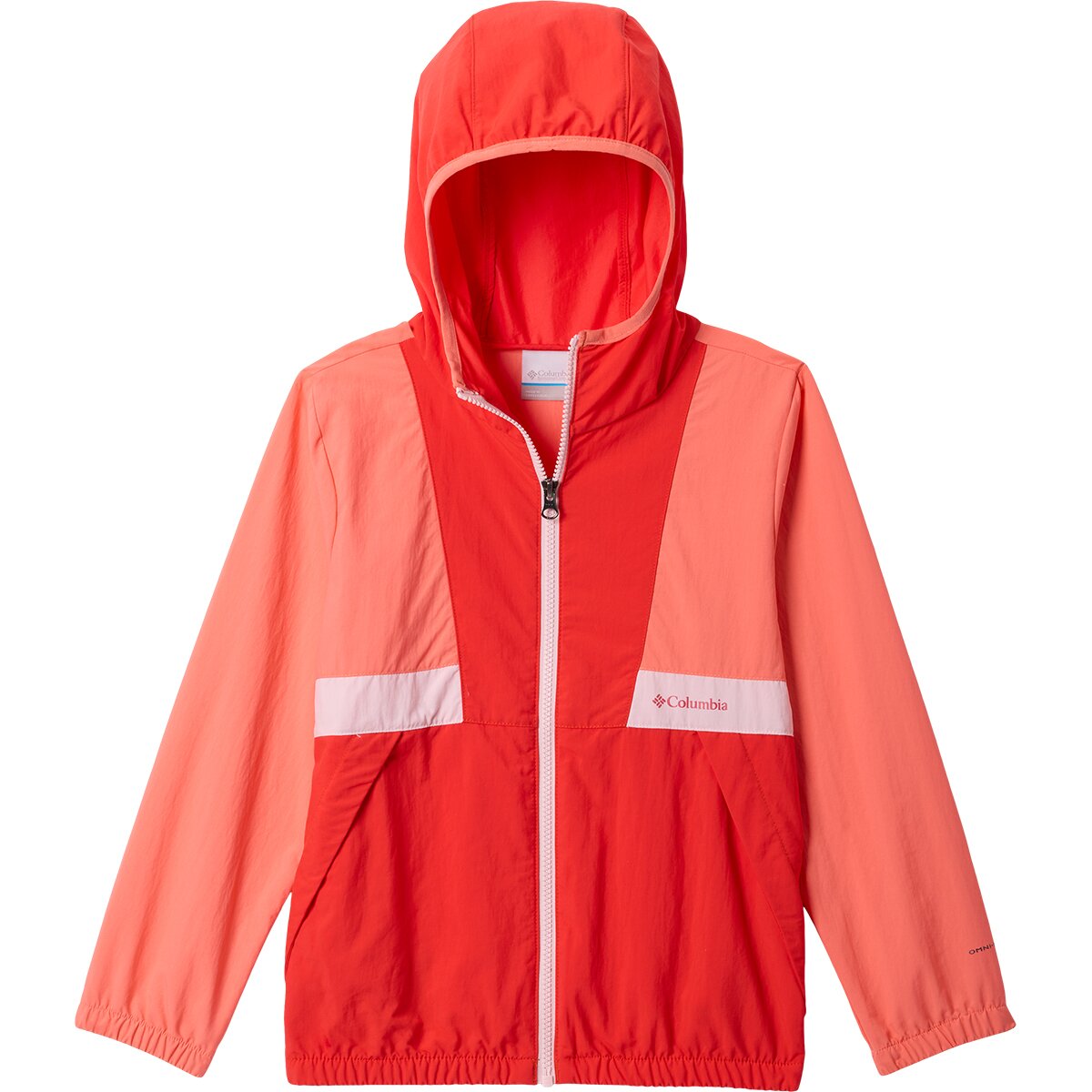 Image of Columbia Spire Valley Windbreaker - Girls' Hot Coral/Poppy Red/Satin Pink, S