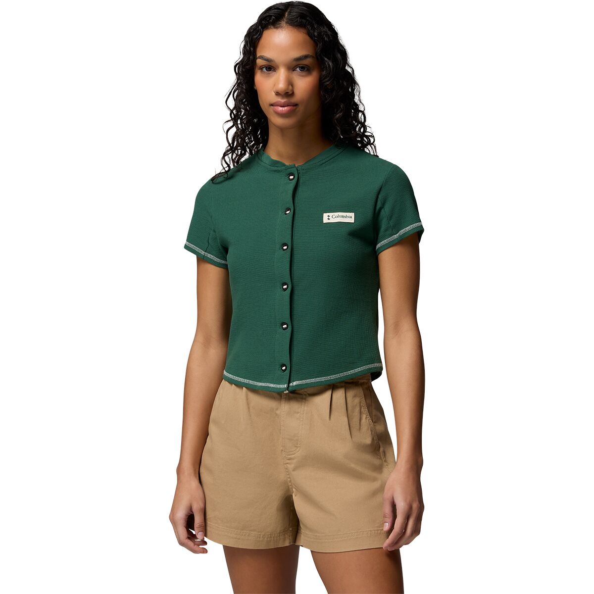 Image of Columbia Acker Rock Knit Short-Sleeve Shirt - Women's Rain Forest, XL