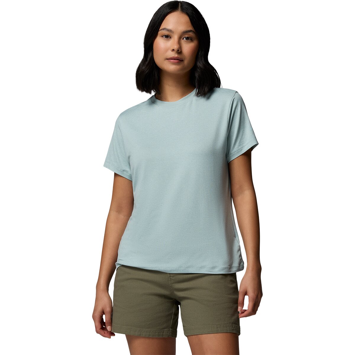 Image of Columbia Parsons Point Back Graphic T-Shirt - Women's Crushed Blue Heather/Floral Fun, L