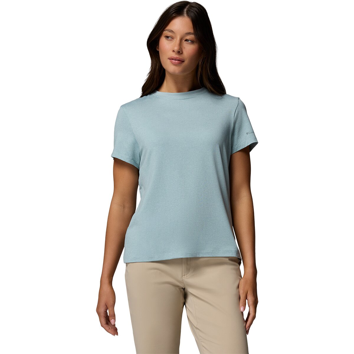 Image of Columbia Parsons Point Short-Sleeve Logo T-Shirt - Women's Marine Light Heather, M