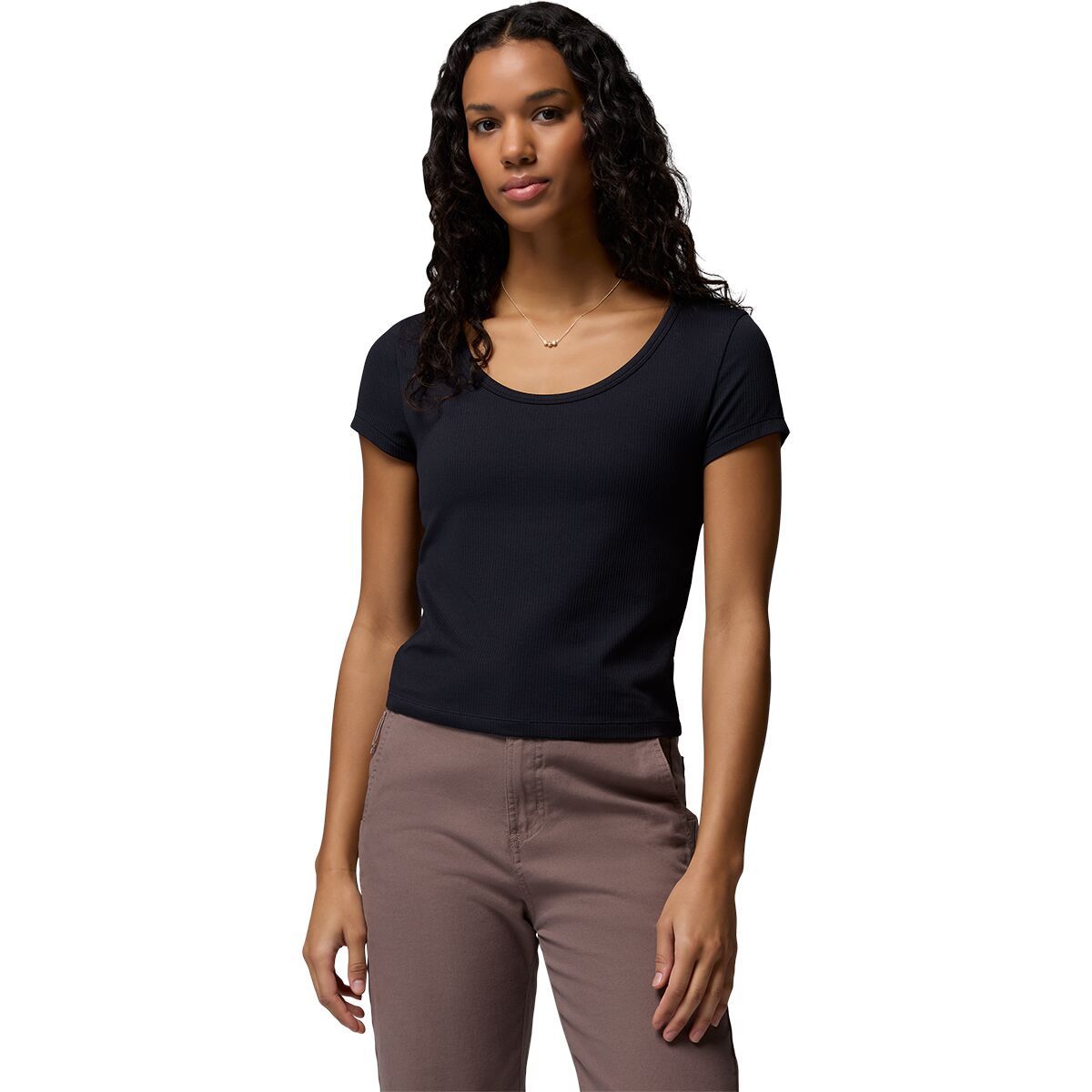 Image of Columbia Pinetown Canyon Rib Short-Sleeve T-Shirt - Women's Black, L