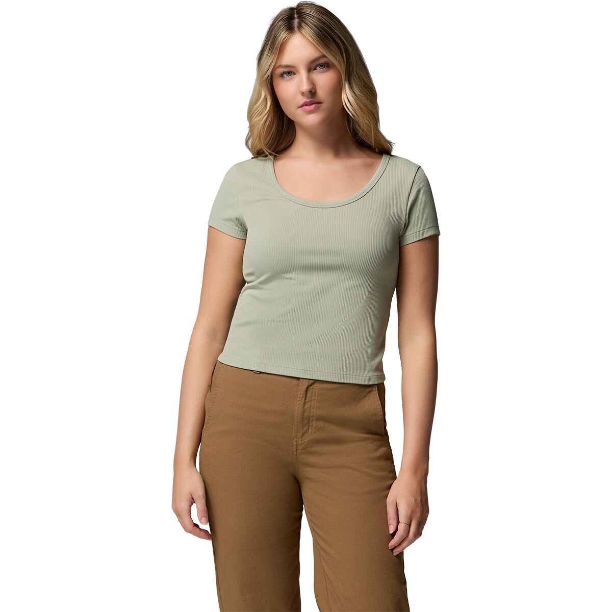 Image of Columbia Pinetown Canyon Rib Short-Sleeve T-Shirt - Women's Safari, L