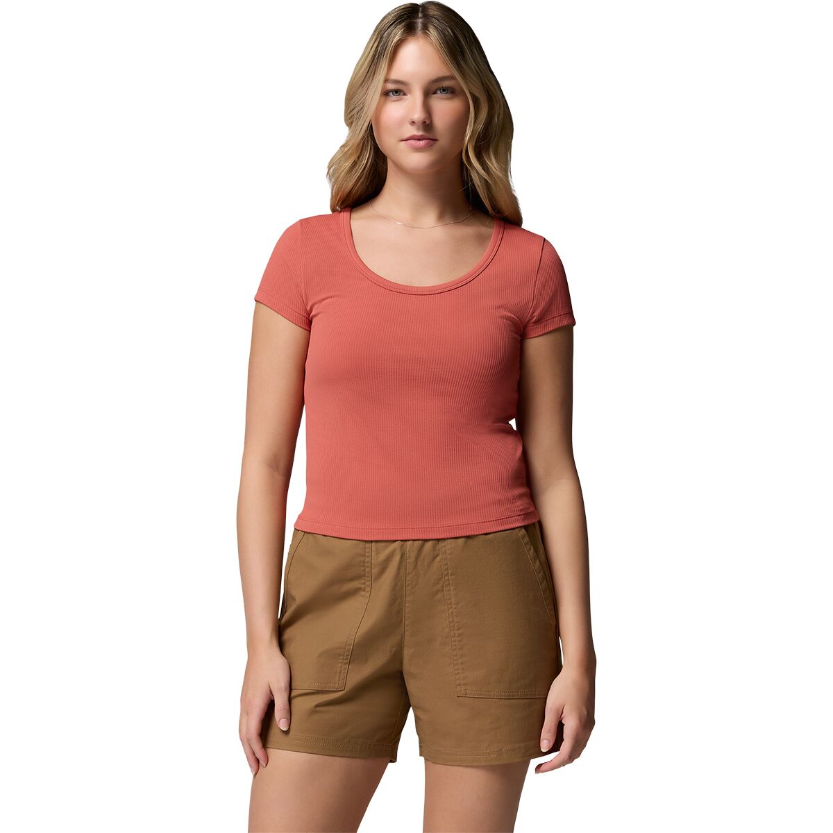 Image of Columbia Pinetown Canyon Rib Short-Sleeve T-Shirt - Women's Washed Red, S