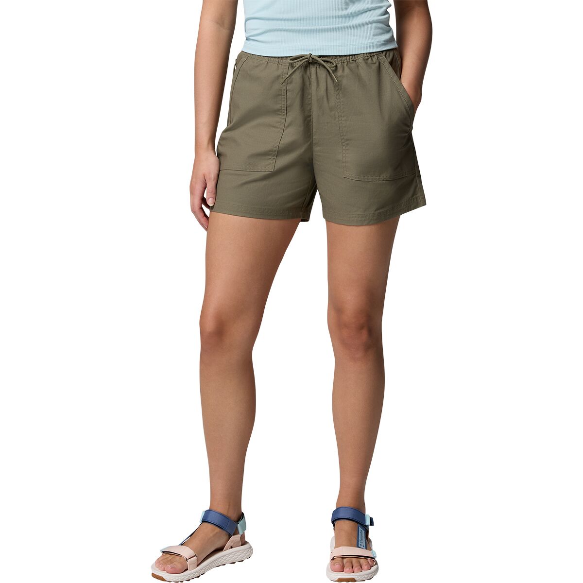 Image of Columbia ROC Ripstop 5in Short - Women's Stone Green, XL
