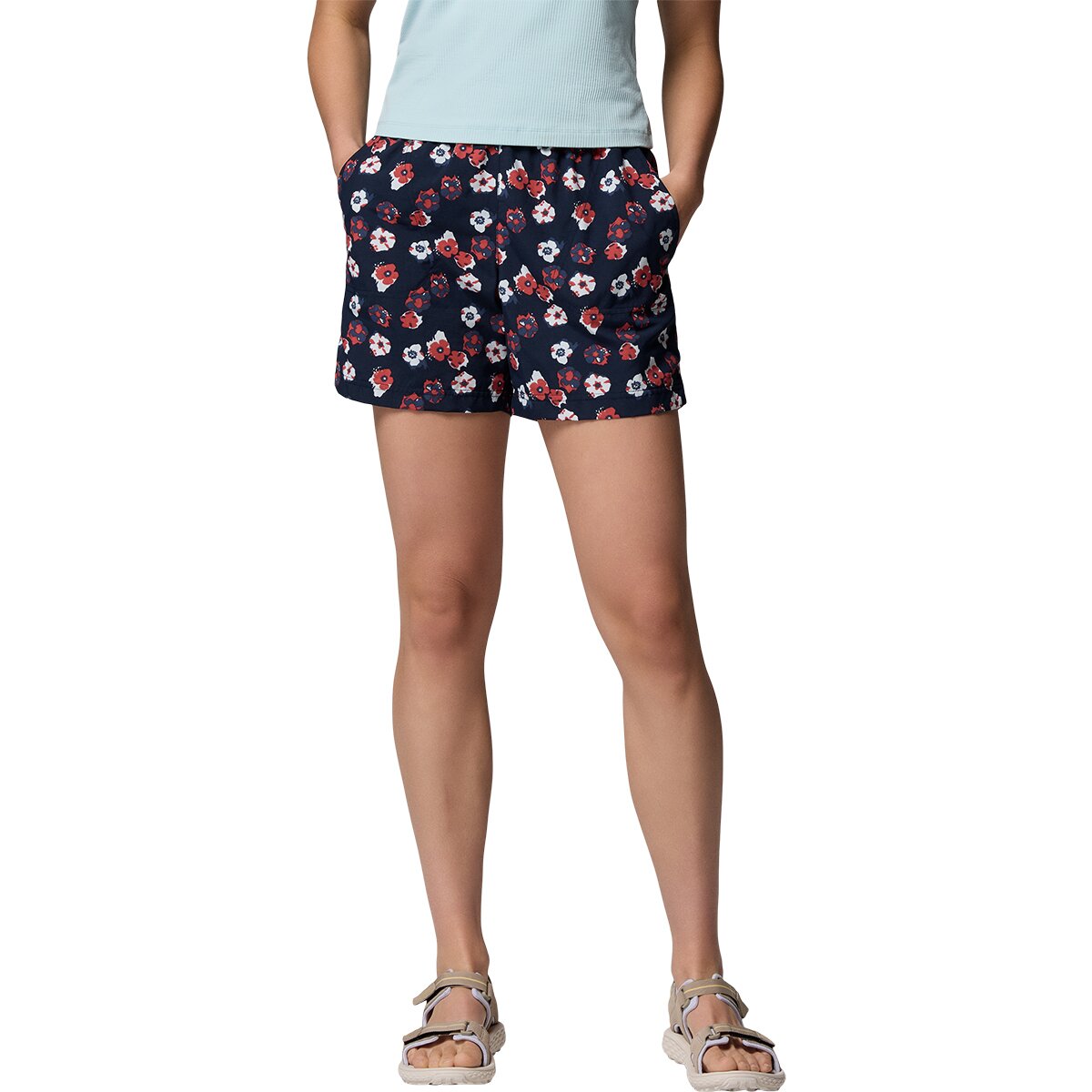 Image of Columbia Sandy River Printed 5in Short III - Women's Collegiate Navy/Floweret, XL