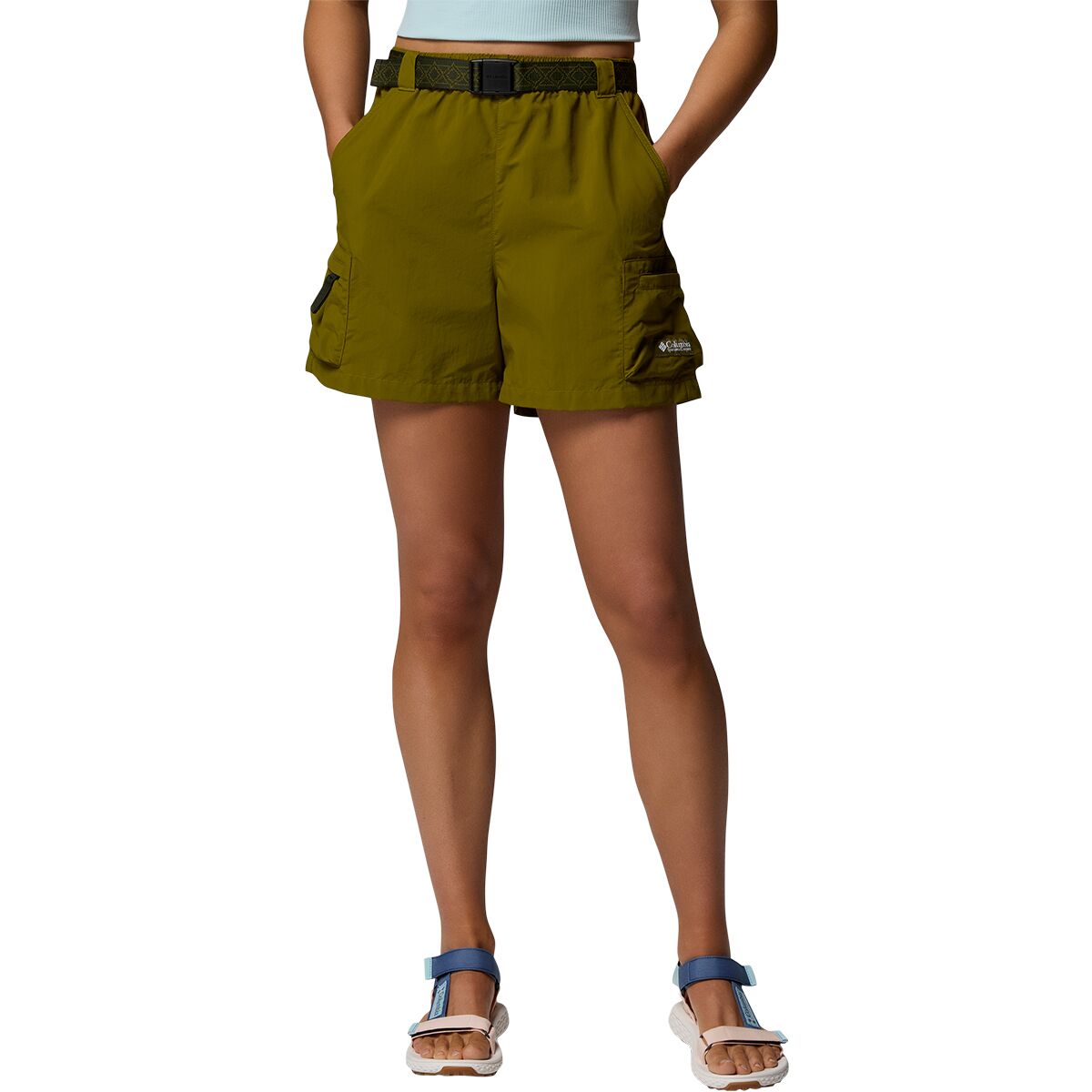 Image of Columbia Sequoia Grove Woven 4in Short - Women's Mossy Green/Greenscape, M