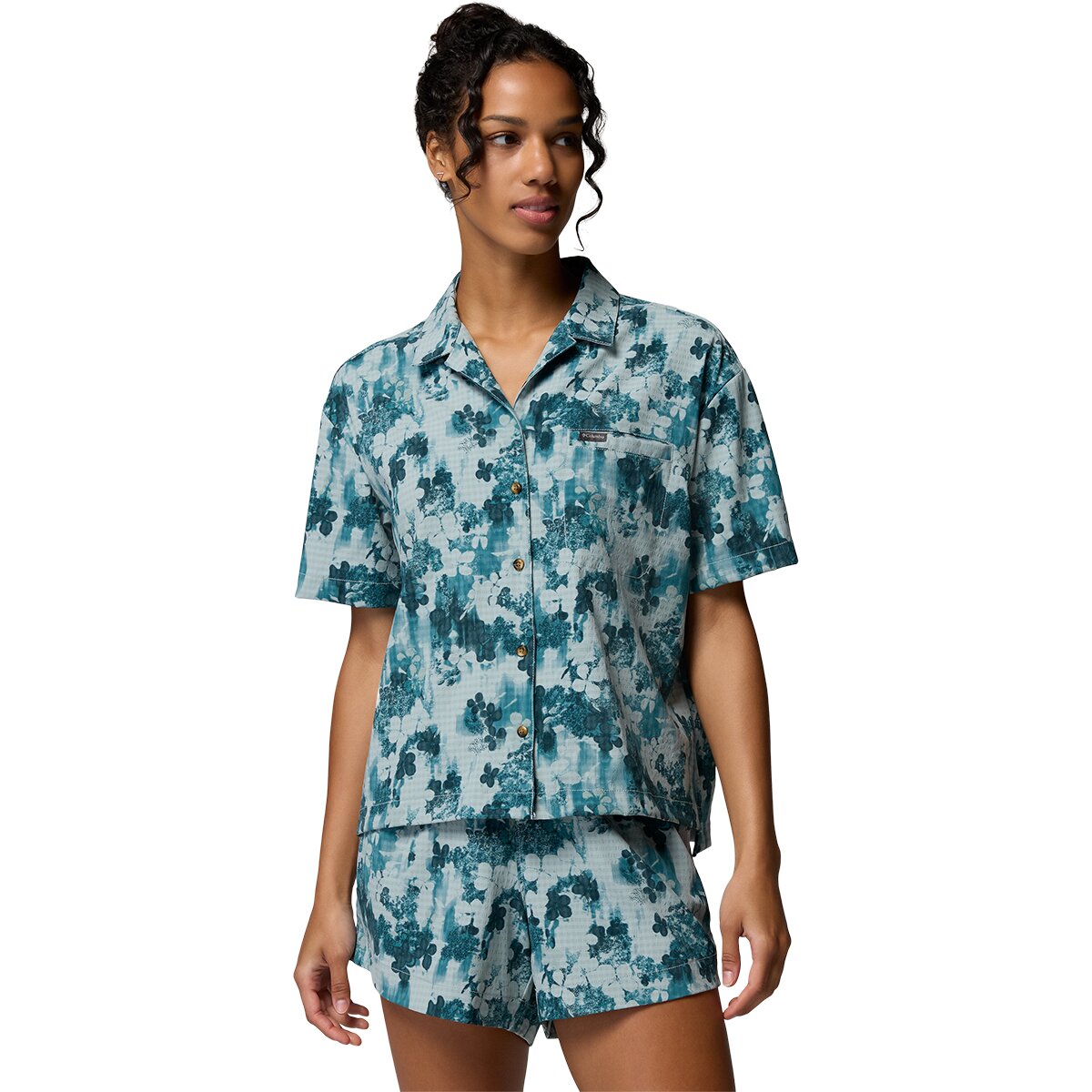 Image of Columbia Sucker for Summer Print Short-Sleeve Shirt - Women's Crushed Blue/Florage, L
