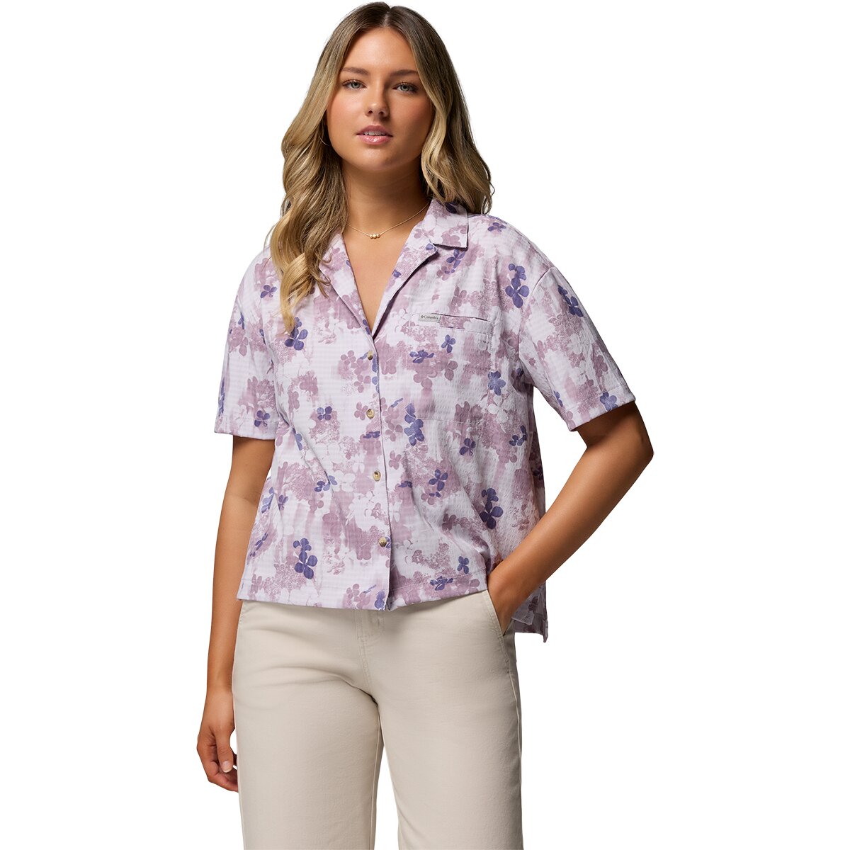 Image of Columbia Sucker for Summer Print Short-Sleeve Shirt - Women's Lavender Pearl/Florage, M