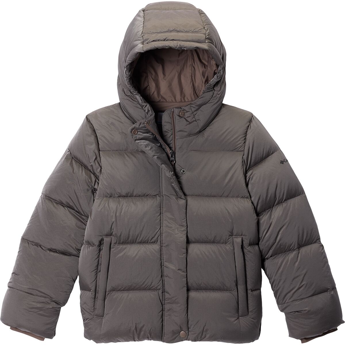 Image of Columbia Amaze Puff Hooded Jacket - Girls' Iron High Shine, S