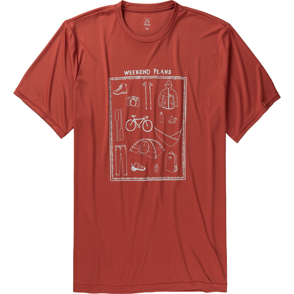 Image of Coalatree Quick Dry Short-Sleeve T-Shirt - Unisex Weekend Plans Brick, XL