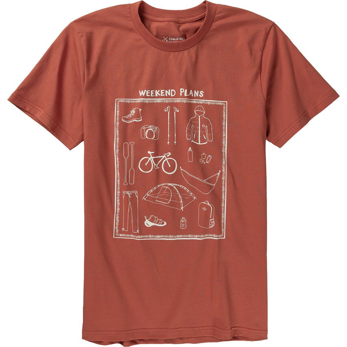 Image of Coalatree Weekend Plans Cotton Short-Sleeve T-Shirt - Unisex Brick, XL
