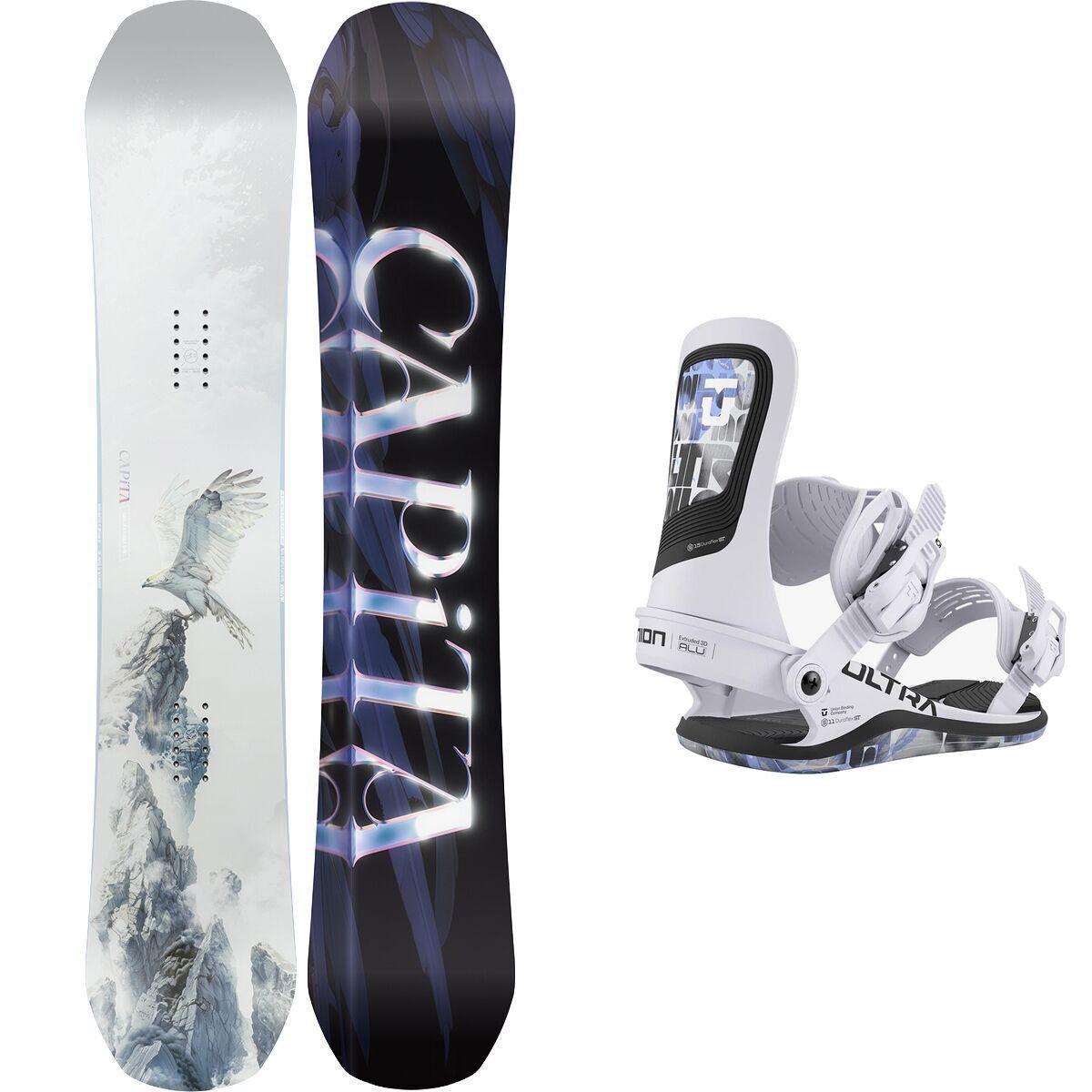 Image of Capita Birds Of A Feather Snowboard + Union Ultra Binding - 2026 Ice Grey, 154cm wide, L