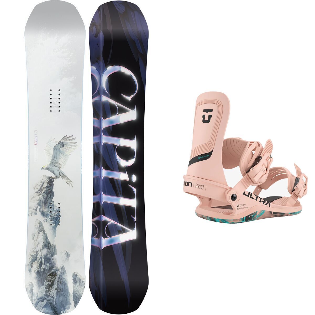 Image of Capita Birds Of A Feather Snowboard + Union Ultra Binding - 2026 Pink, 150cm wide, M