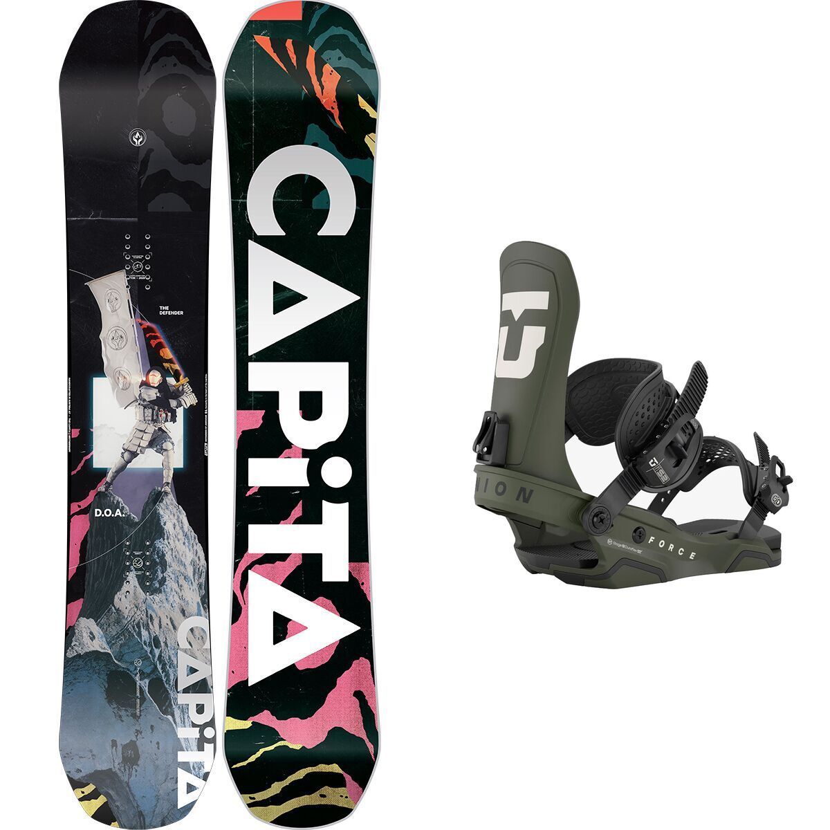 Image of Capita D.O.A.Snowboard + Union Force Binding - 2026 Army Green, 156cm, L