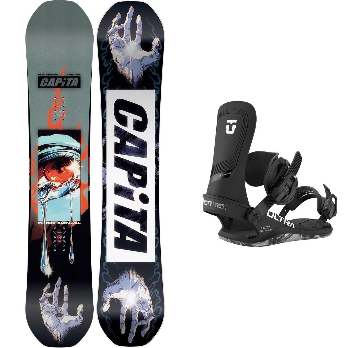 Image of Capita Indoor Survival Snowboard + Union Ultra Binding - 2026 Black, 161cm wide, L