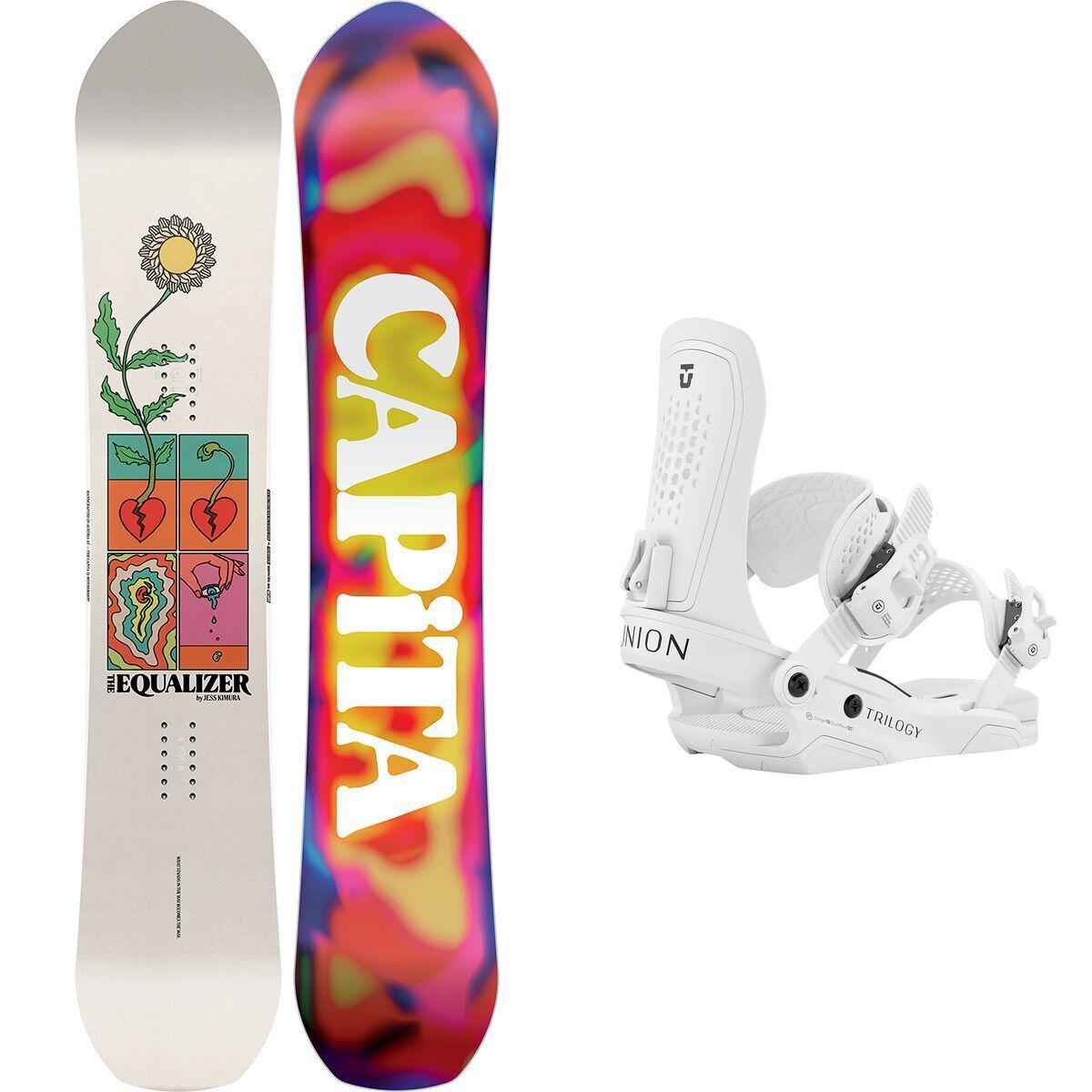 Image of Capita The Equalizer Snowboard + Union Trilogy Binding - 2026 White, 146cm, S