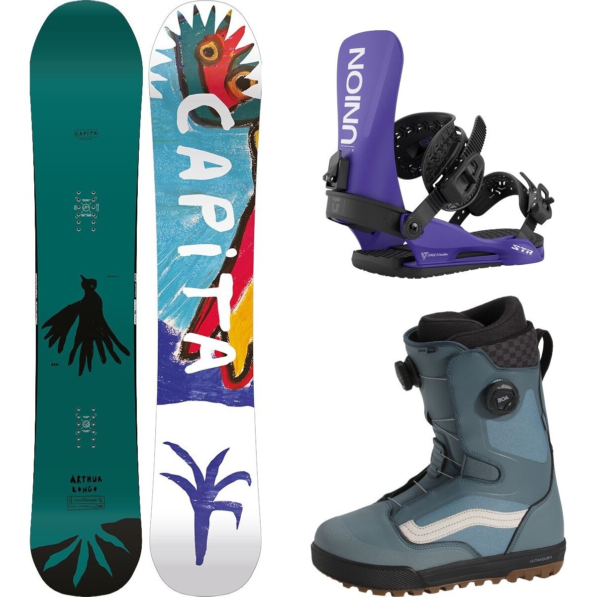 Image of Capita Aeronaut Snowboard + Union STR Binding + Vans Aura Pro Boot Misc, Purple, Stormy Weather, 159cm, L, 10.5