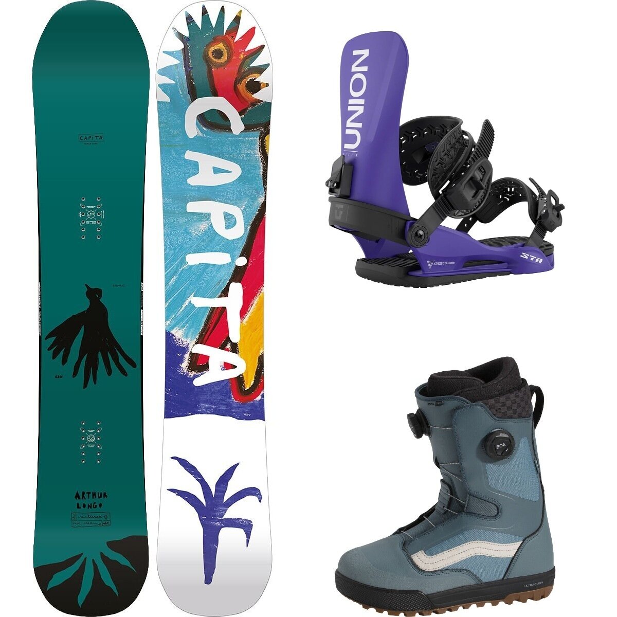 Image of Capita Aeronaut Snowboard + Union STR Binding + Vans Aura Pro Boot Misc, Purple, Stormy Weather, 159cm, M, 8.0