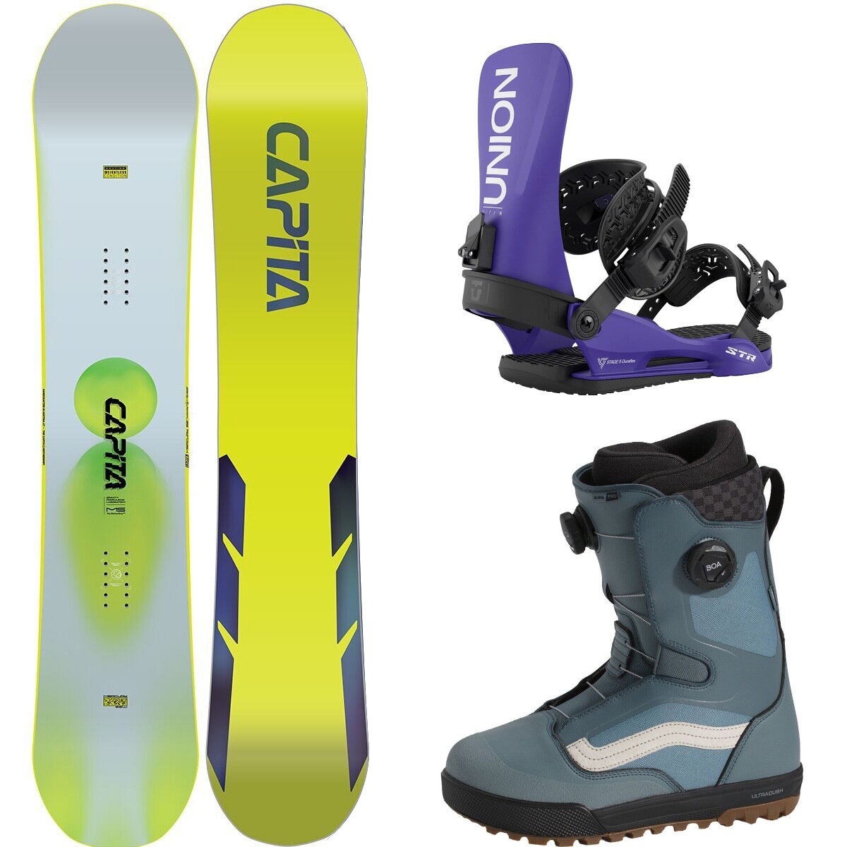 Image of Capita Mercury Snowboard + Union STR Binding + Vans Aura Pro Boot Misc, Purple, Stormy Weather, 155cm, M, 9.0