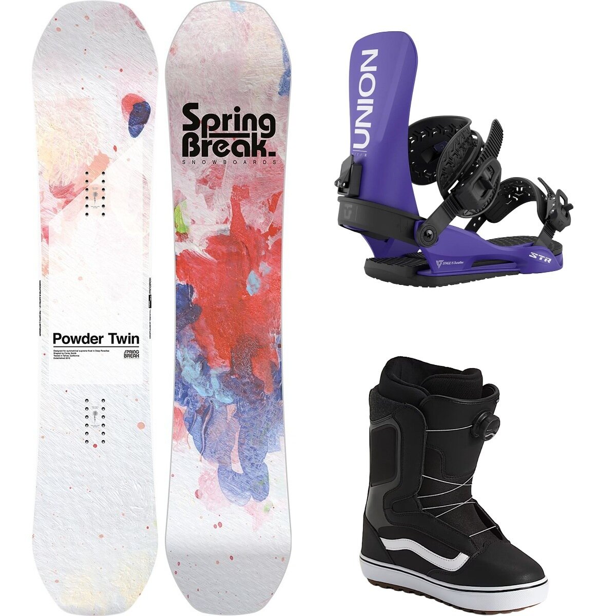 Image of Capita Spring Break Powder Twin Snowboard + STR Binding + Aura OG Misc, Purple, Black/White 20, 162cm, L, 11.5