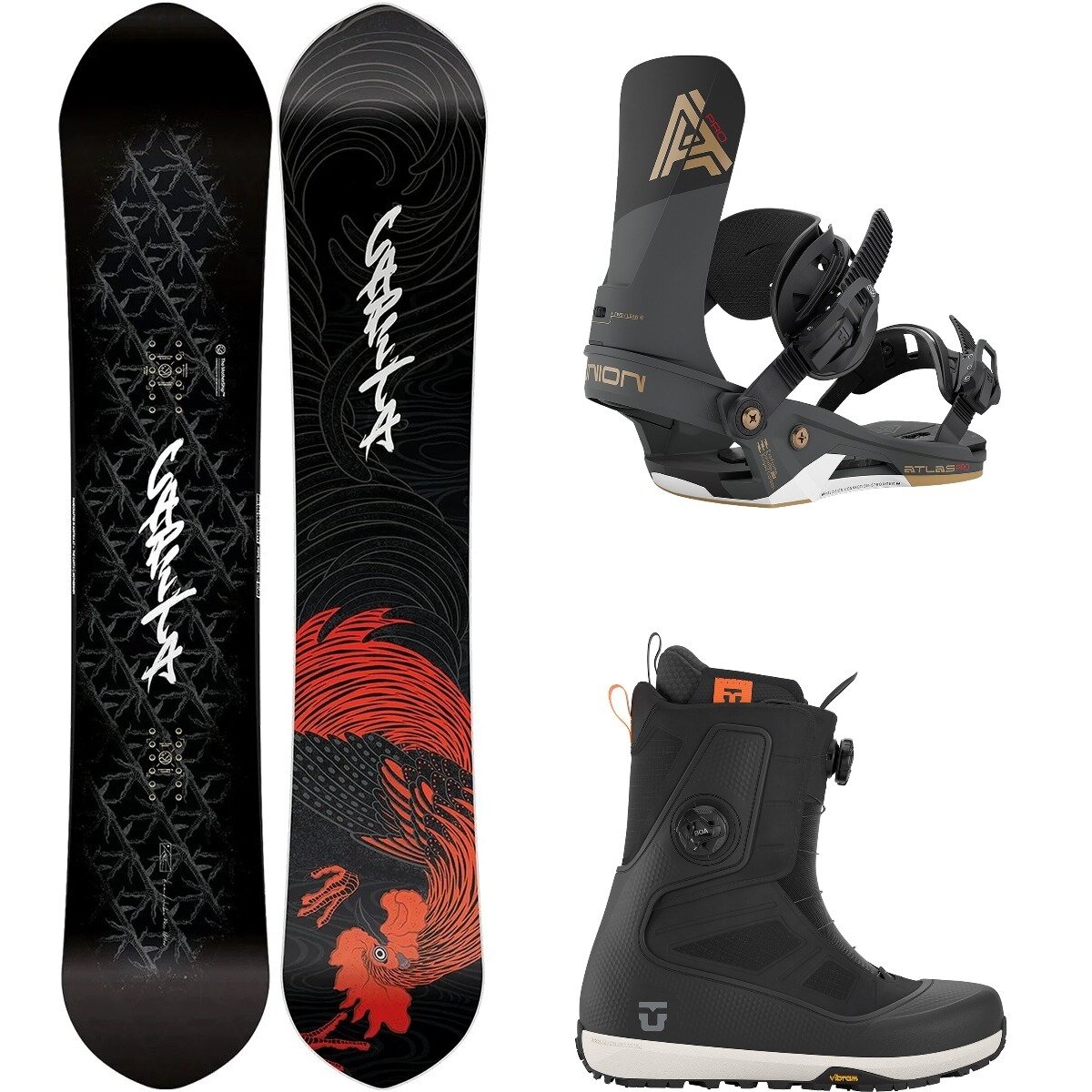 Capita Capita Kazu Kokubo Pro w/ Reset Pro + Atlas Pro Snowboard Pkg One/Blk/Blk, 164cm wide/L/11.0 - $1646.87 at Backcountry.com
