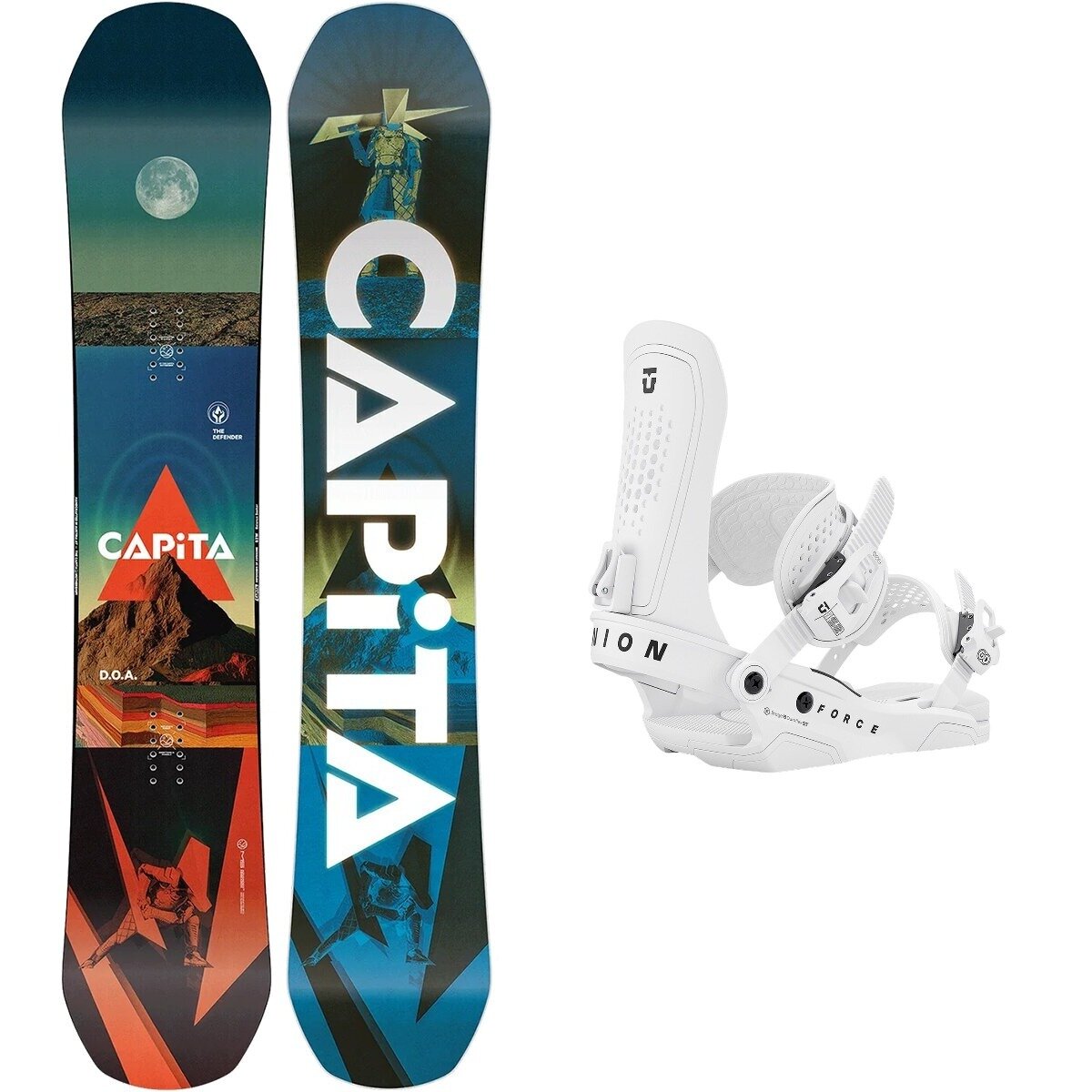 Image of Capita D. O. A. w/ Force Binding Snowboard Bundle One Color,White, 162cm,L