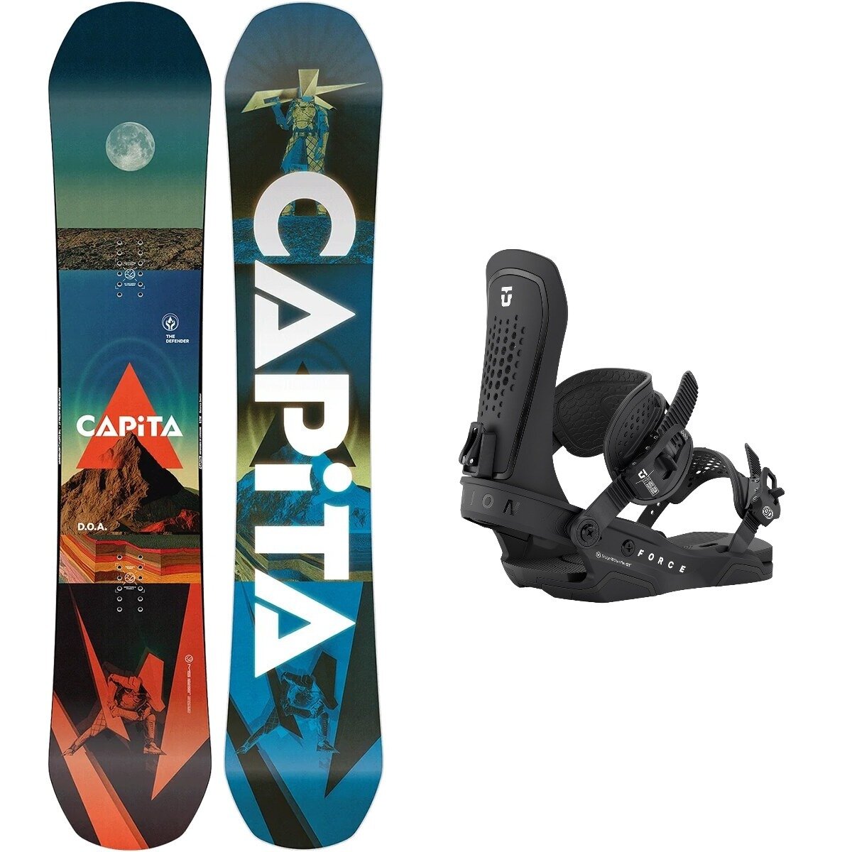Image of Capita D. O. A. w/ Force Binding Snowboard Bundle One Color,Black, 161cm wide,M