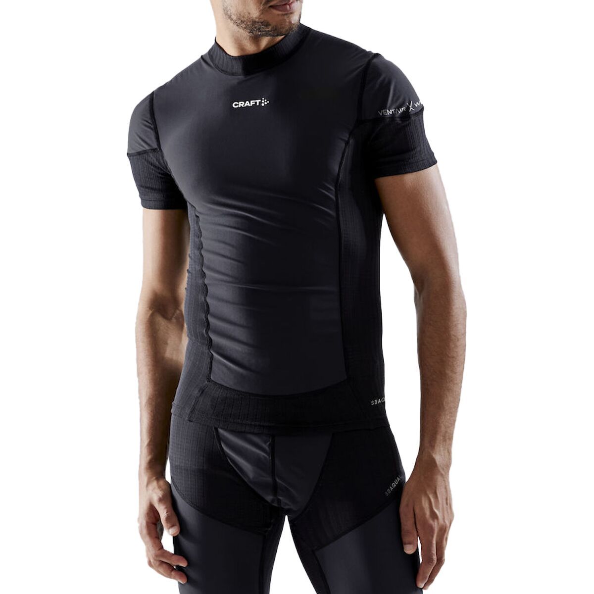 Image of Craft Active Extreme X Wind Short-Sleeve Baselayer - Men's Black/Granite, M