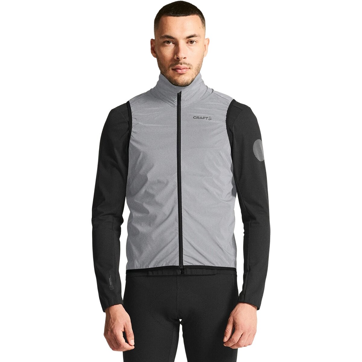 Image of Craft Adv Essence Lumen Wind Vest - Men's Silver Reflective/Black, S
