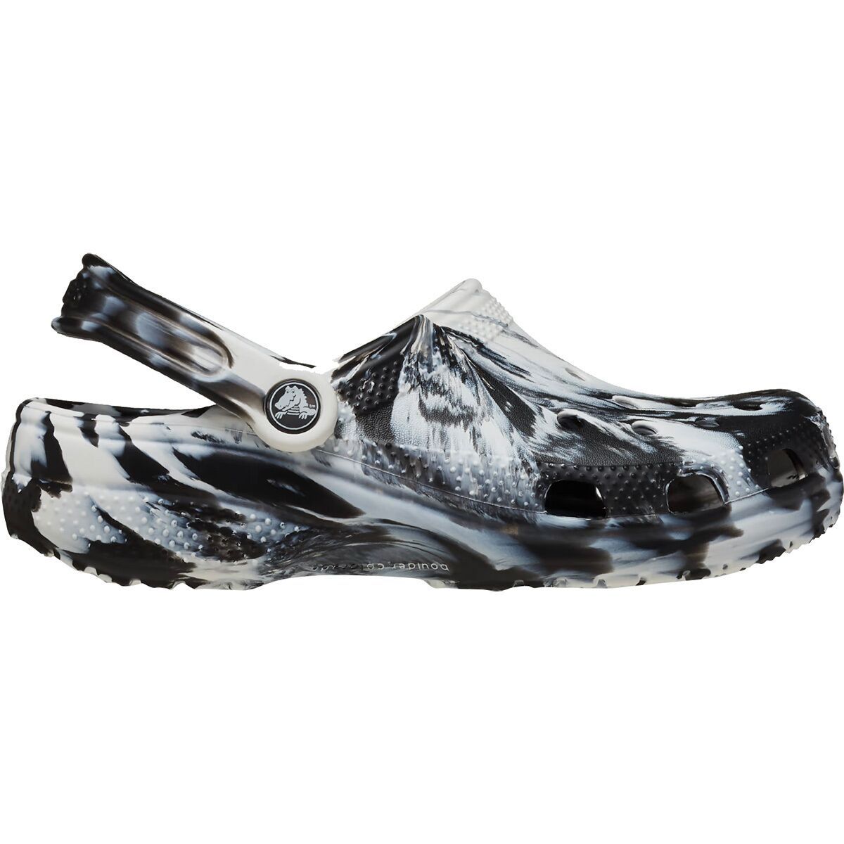 Image of Crocs Classic Marbled Clog White/Black, Mens 12.0/Womens 14.0